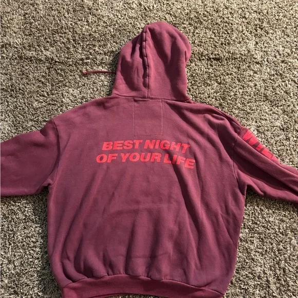 Aviator Nation Burgundy Hoodie with Smiley Face-Will Ferrell - Picture 2 of 4